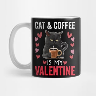 Cat & Coffee Valentine - Cute Cat Lover and Coffee Enthusiast Valentine's Day Design Mug